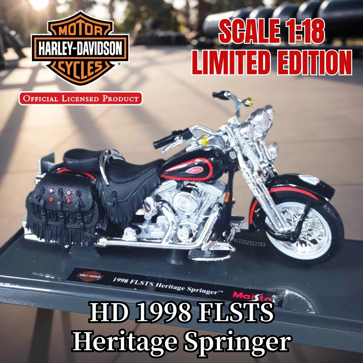 

Maisto 1:18 Harley Davidson 1998 FLSTS Heritage Springer Retro Street Bike Alloy Motorcycle Miniature Model collection gift toy