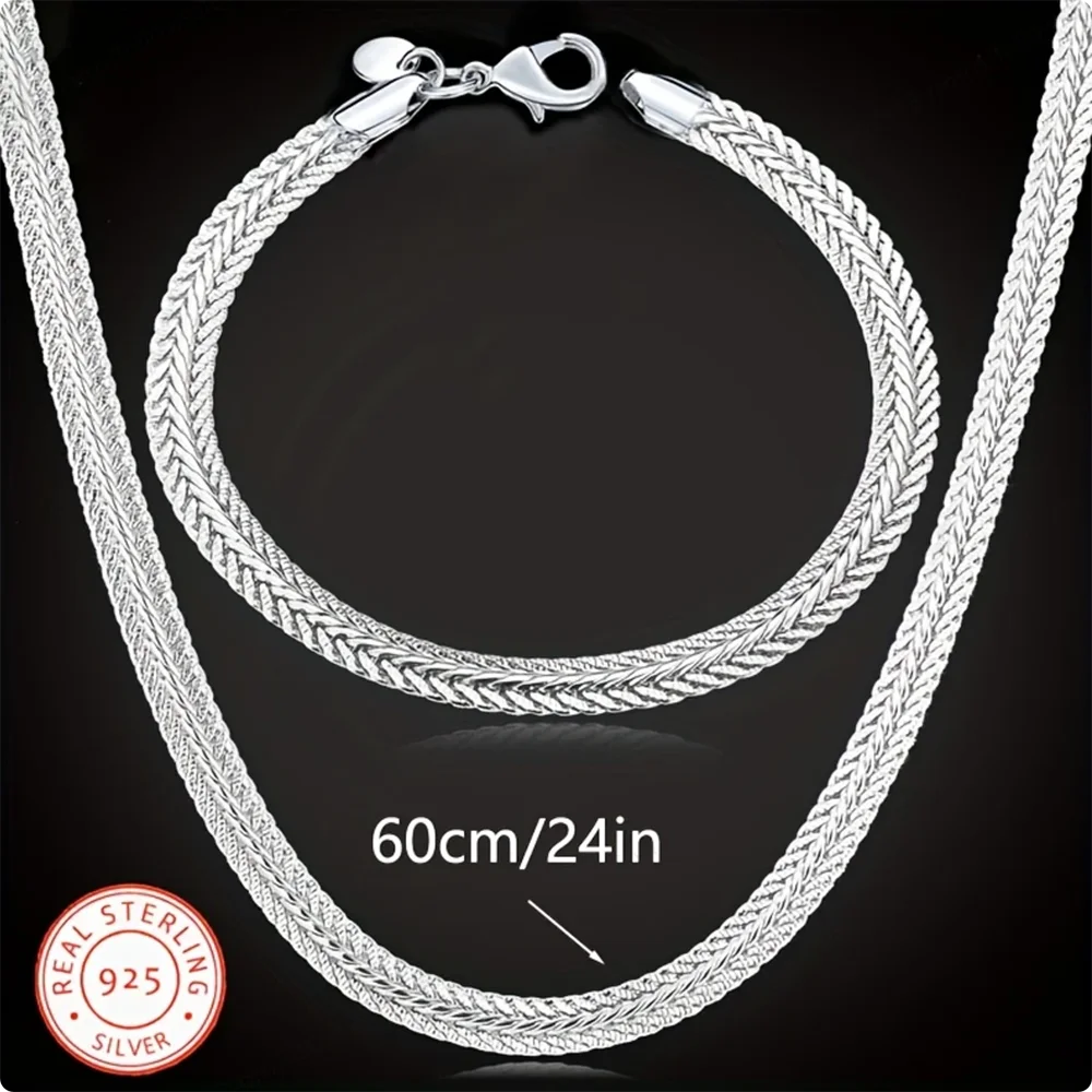 

Серебряная цепочка 925 пробы, 22/24 дюйма, 6 мм, мягкая цепочка-змейка для мужчин и женщин, модный аксессуар в стиле хип-хоп