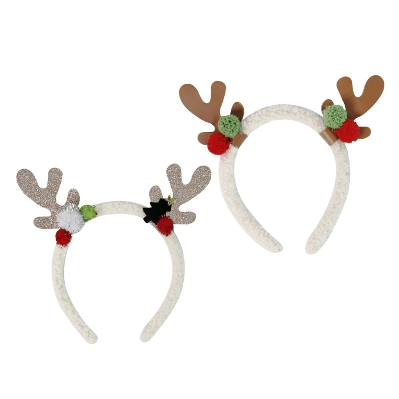 Y1UB Sequins Reindeer Antler Hair Hoop Women Wash Face Makeup Headband for Photoshoots Christmas Party Hair Accessories