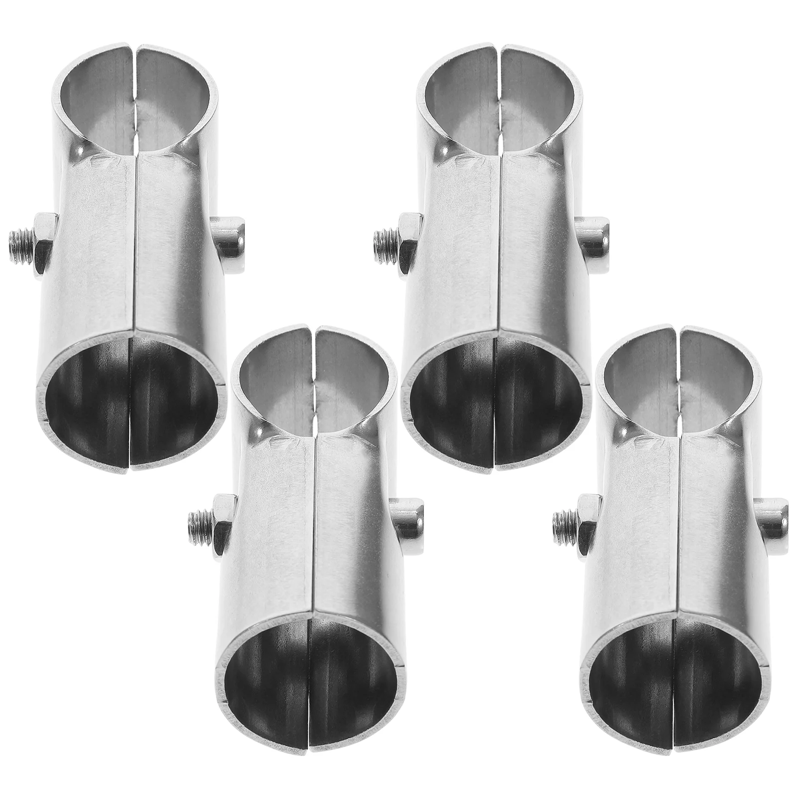 

4 Pcs Chain Fence Clamps Pipe Link Panel Pole Round Stainless Steel Tools Parts