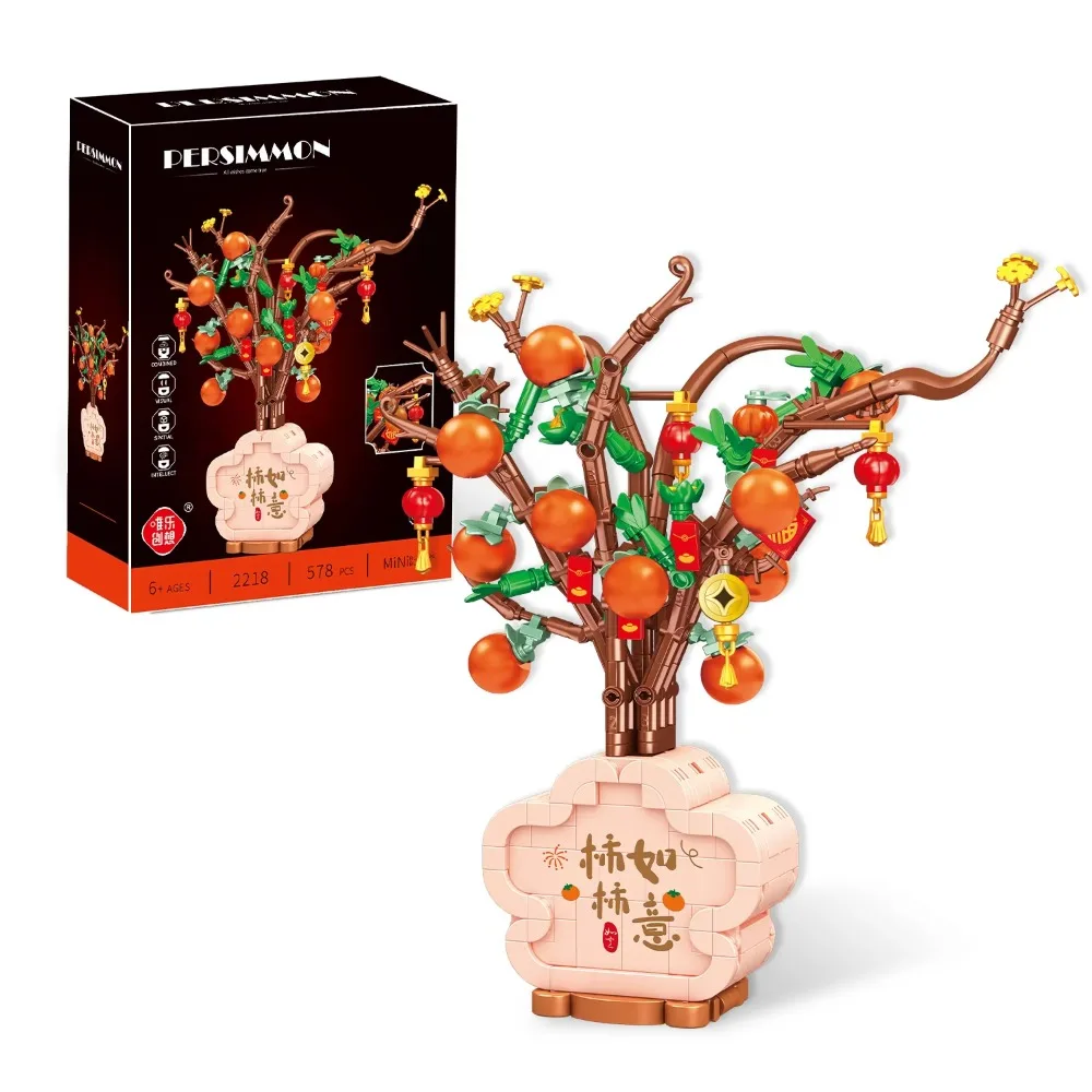 

Plastic Artificial Flowers Building Blocks Desktop Ornaments DIY Bonsai Assembly Model Block Home Decoration