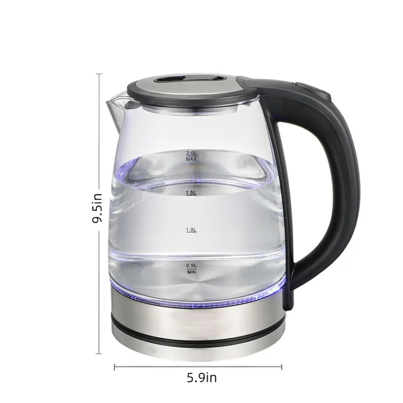 2L Electric Kettle,Glass Pot,Quickly Boiling Water,Automatic Power-Off,Double Scalding Protection,110V1000W,220V1500W,Food Grade