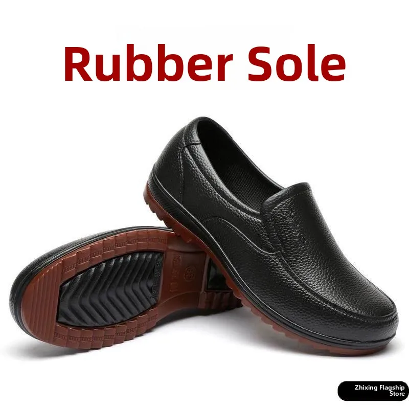 メンズロートップ牛腱底レインブーツ滑り止め防水耐摩耗性釣り作業保護靴シェフキッチン用