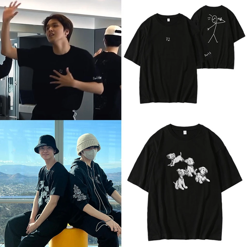 Star Same T-shirt TOP PHOTO Printe TShirt Kpop NCTDREAM Dog Printe TShirt Pullovers Women Korean Style summer Oversized Tshirt