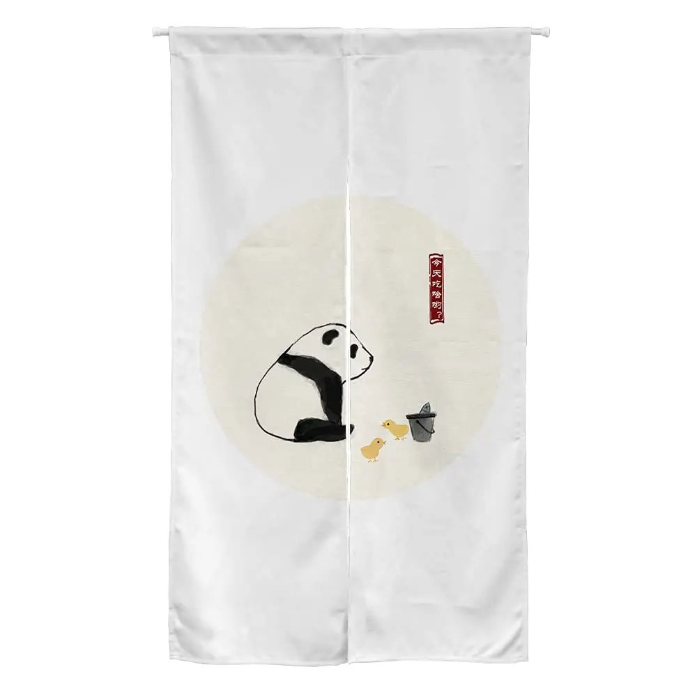 Japanese Ink Panda Cute Series Noren Doorway Curtain Polyester Blend Door Curtain for Kitchen Tapestry Wall Hanging Decoration