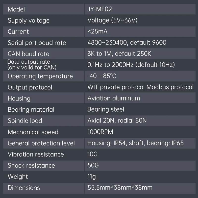 WitMotion JY-ME01 capteur de mesure d'angle de Rotation numérique encodeur absolu de résolution 18 bits de haute précision
