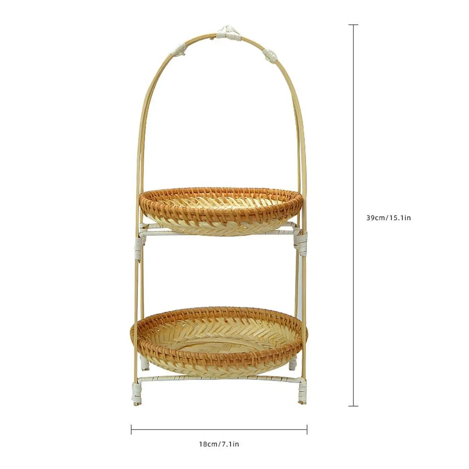 Plateau de panier en bambou avec poignée, panier de rangement tissé rustique polyvalent