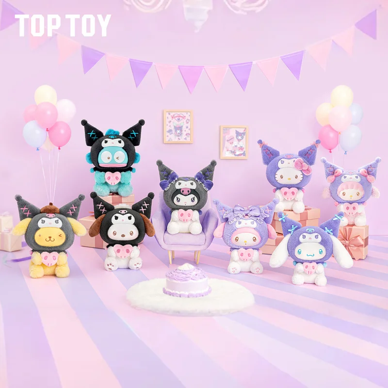 

Toptoy Spot Sanrio Family Kuromi Birthday Party Series Виниловая кукла Слепая коробка Статуэтки Pochacco Hangyodon Подвеска Декор Рождественский подарок