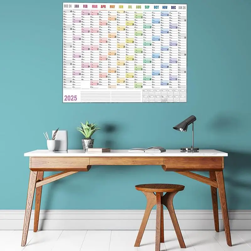 2025 365 Day Poster Calendar Annual Wall Calendar With Colored Stickers Wall Hanging Yearly Planner Monthly Home Accessories