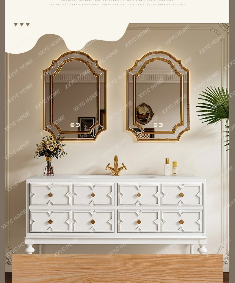 MM  retro wind rock slab hot bending integrated basin floor rubber wood smart bathroom cabinet washstand