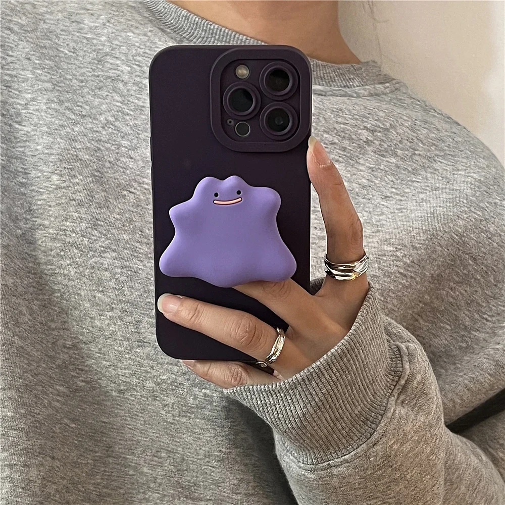 Monster Silicone Case for Apple iPhone 15 Pro Max 16 Plus 14 12 13Pro Max Cute Griptok Cases pop Cover Socket Grip Talk Holder