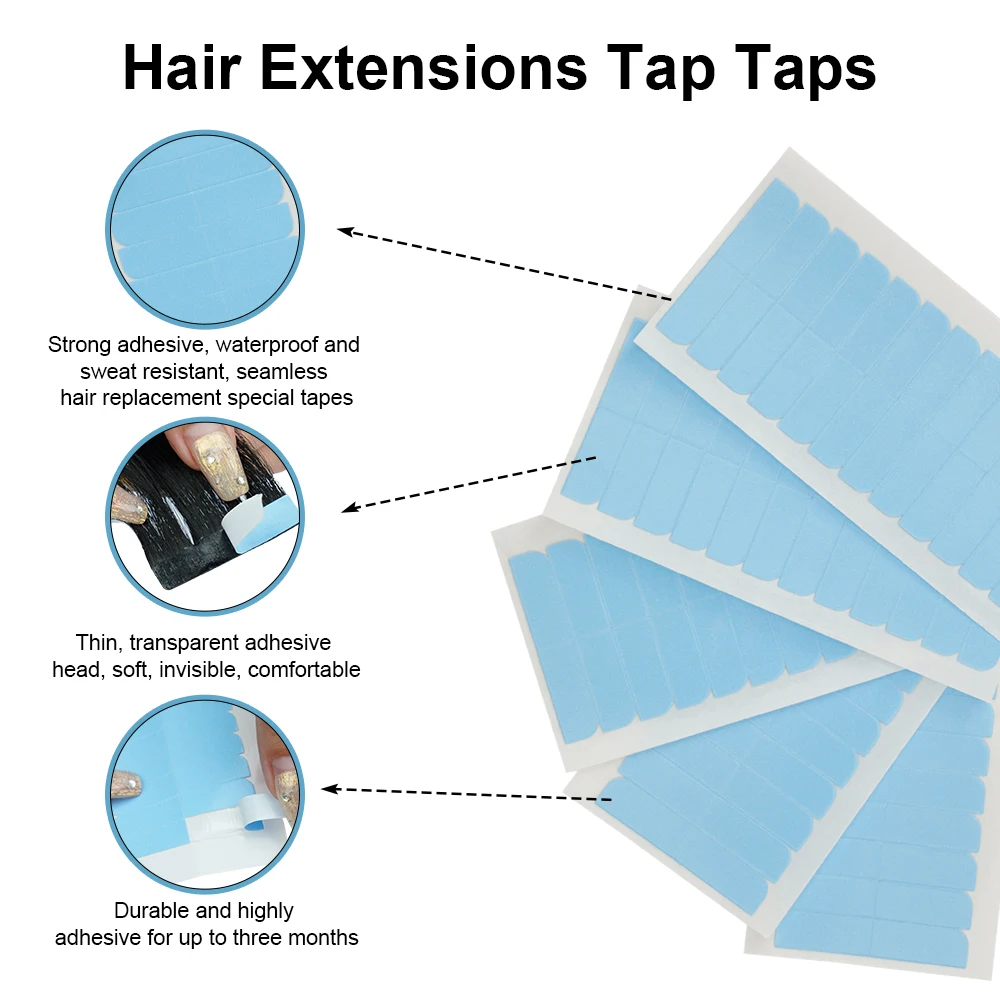 15 Sheets/pack  4cm* 0.8cm Blue Adhesive Double Sided Tape Waterproof and Sweat Proof Replacement Tape in Human Hair Extension