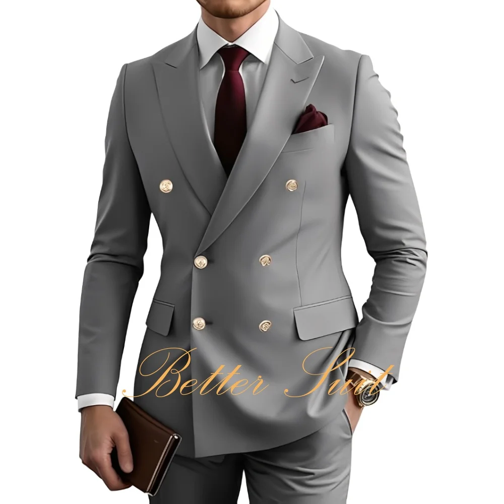 

Business Formal Men's Suits 2 Piece Double Breasted Jacket Pants Set Men Slim Fit Wedding Suit Double Breasted Blazer Men Suits