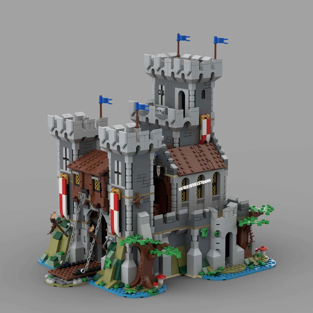 NEW 2247PCS European Medieval Street View Black Falcons' River Castle model DIY creative ideas Retro child Toy blocks MOC-31120