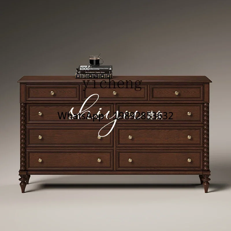 ACC  Locker American Solid Wood Nine Bucket Cabinet Alley Cabinet Mile Antique Bedroom Bedside Drawer Cabinet