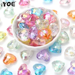 iYOE 20pcs Mix Blingbling Large Heart Crystal Acrylic Heads Loose Spacer AB Beads For Jewelri Making Necklace Pendant Bracelet