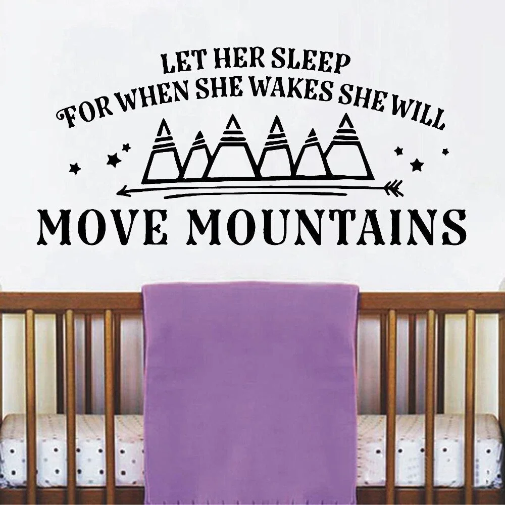 ملصقات حائط اقتباسات مضحكة دعها ينام عندما يستيقظ أنها تتحرك الجبال #1