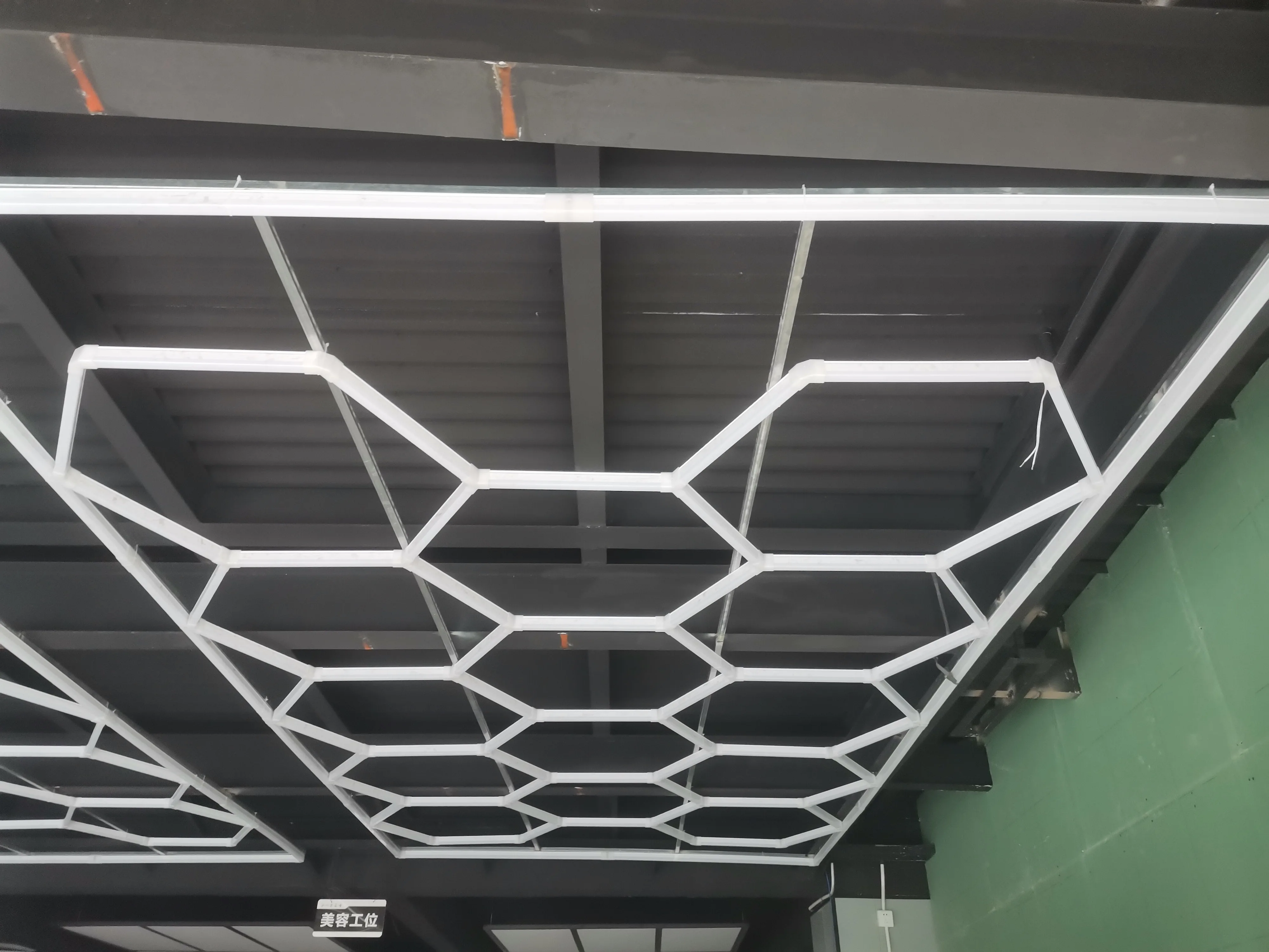 Hexagon LED Panel Suspended 1 Light Car Detail Set for Ceiling Dimmable RGB Cold White Hotel AC Powered 5.7m X 5.7m