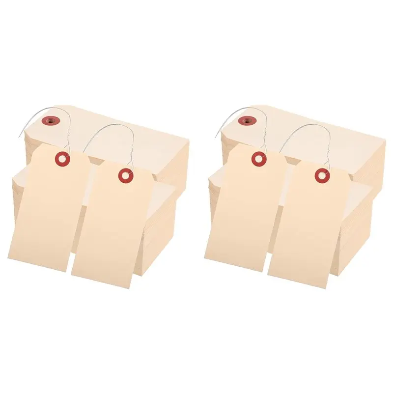 

【PUBLICITY】800 Pcs Wire Tags Blank Shipping Tags With Wire Manila Tags Label Hanging Tags With Reinforced Hole And Metal Wire