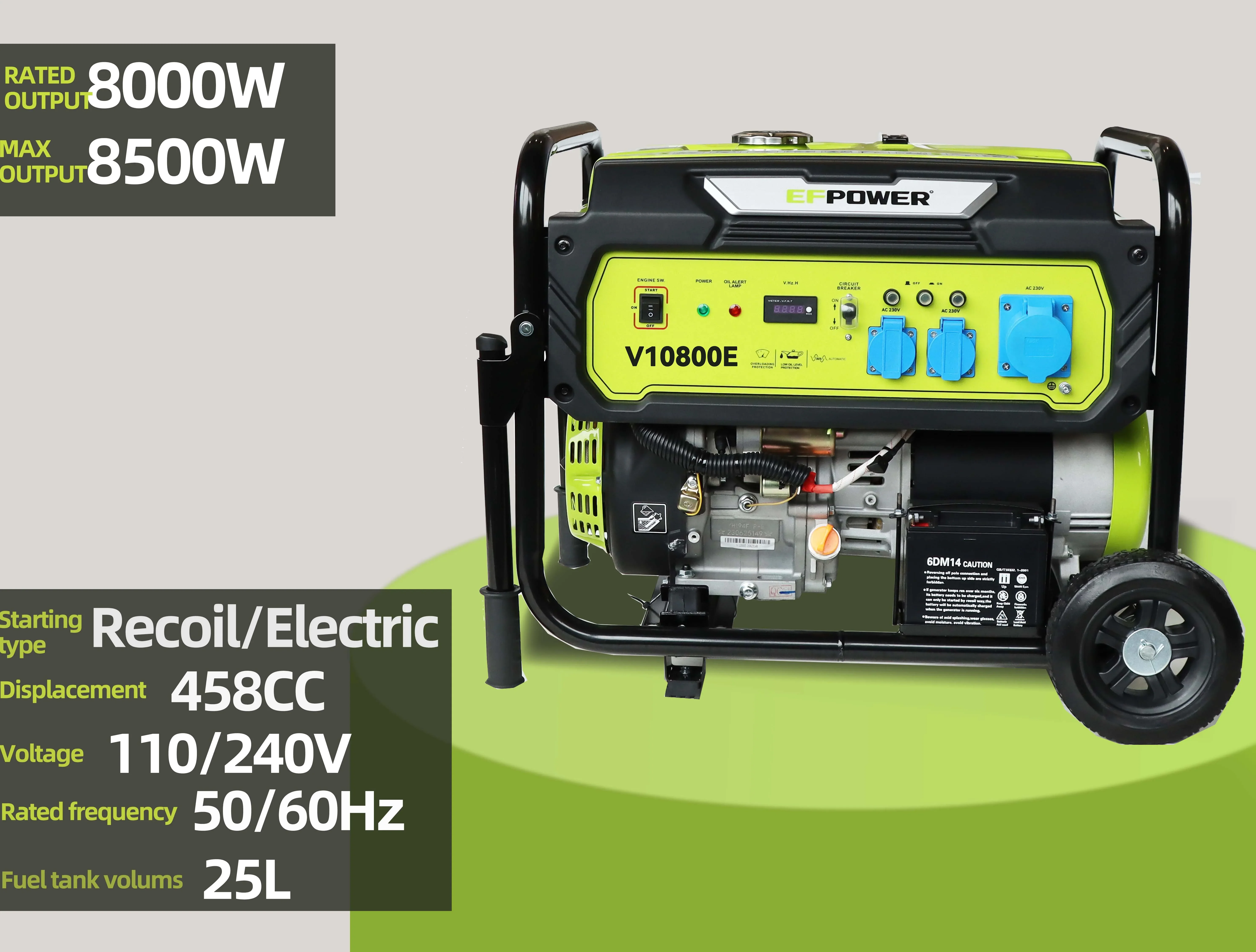 EFPOWER 8kw High Power Outdoor 8kw silent gasoline generator motor