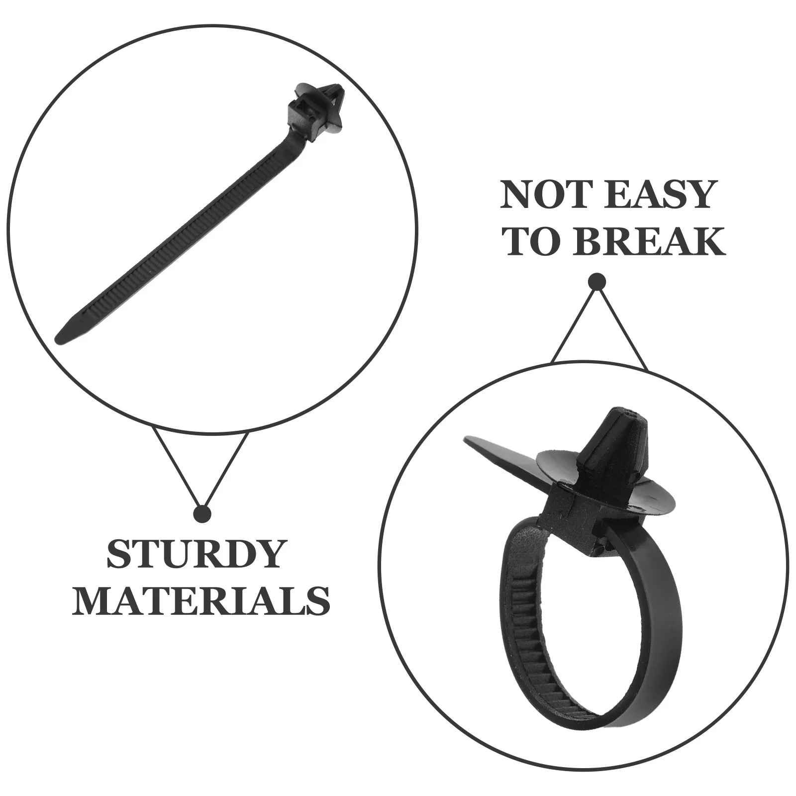 50개입 고강도 푸시 마운트 와이어 타이 나일론 케이블 지퍼 타이 내열성 조절 가능한 케이블 타이 마운트 푸시 클립 와이어