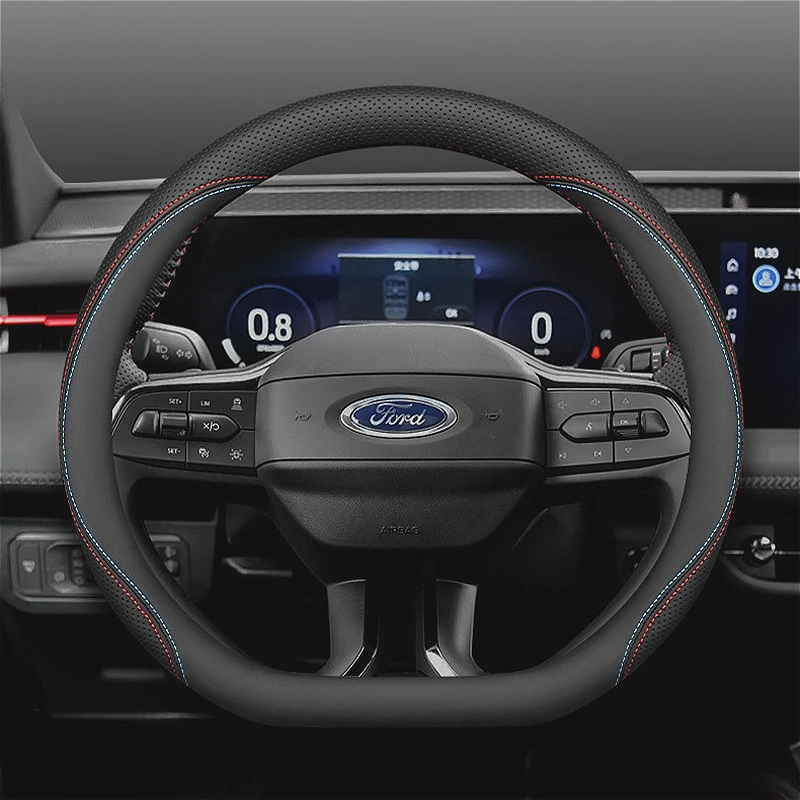 Für Ford Leder-Lenkradbezug Rutschfest Passend für Focus Mondeo Fusion Mustang Escape Explorer Kuga Ecosport Zubehör