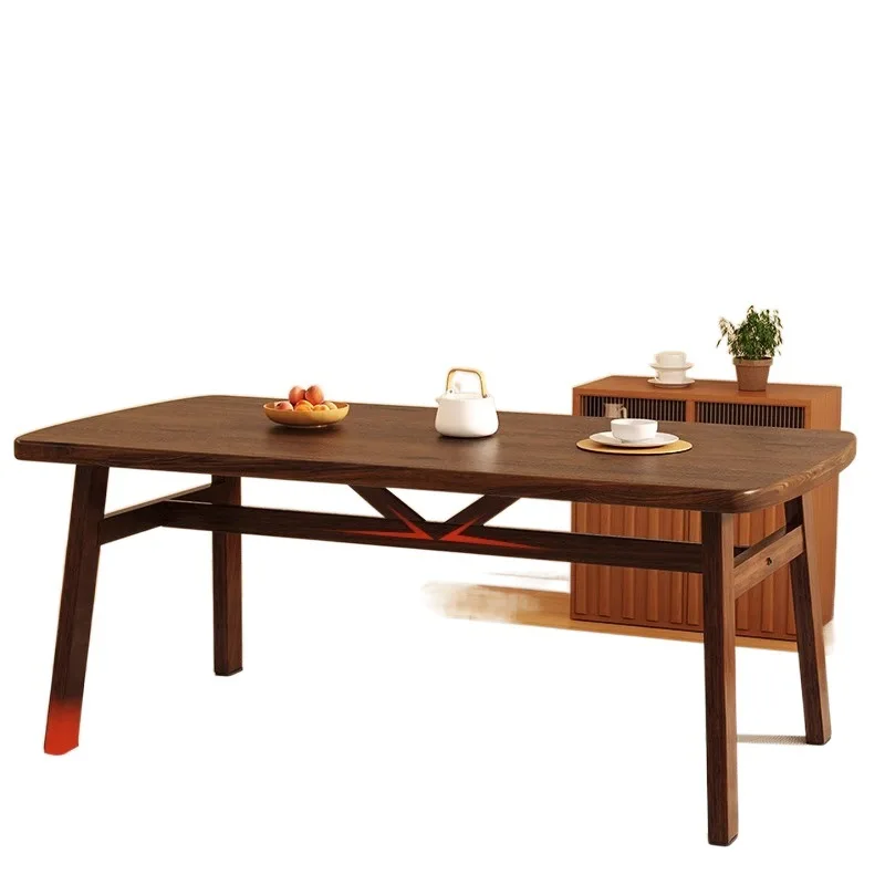 Dining table household small apartment modern simple Nordic light luxury rectangular four-person dining table catering