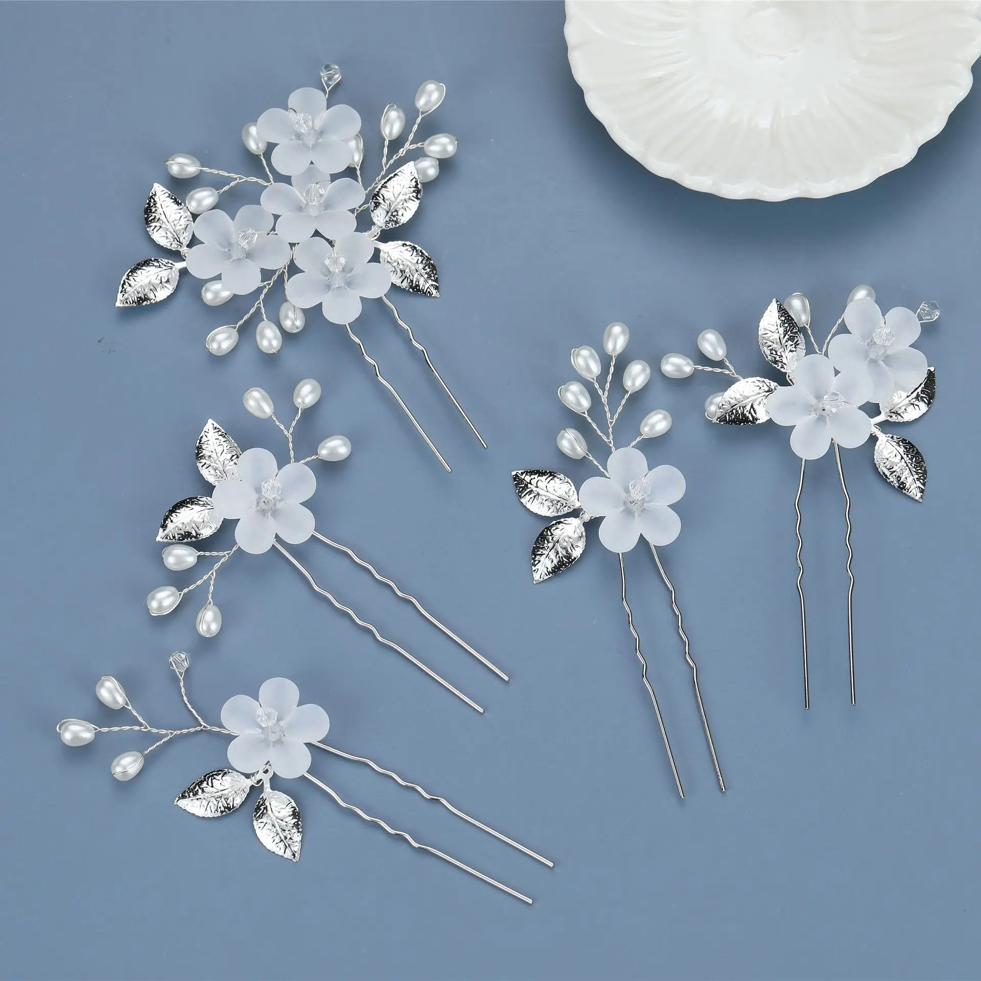 5 Pcs Crystal Pearl Flower Hair Clips Elegant Headwear For Women Precious jewels Bridal Wedding Hair Accessories