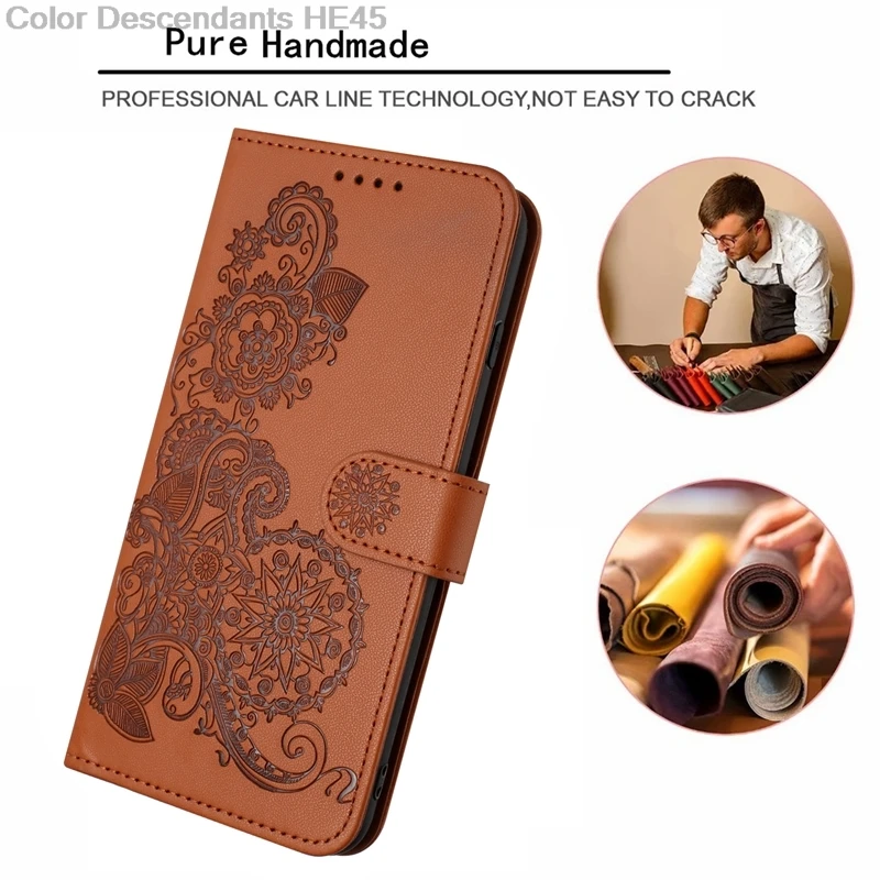 Sunflower Embroidered Leather Case For Tecno Spark GO 2023 2024 10C 10 20 Pro Camon 20 Pro Premier 4G 5G Flip Card Slot Cover