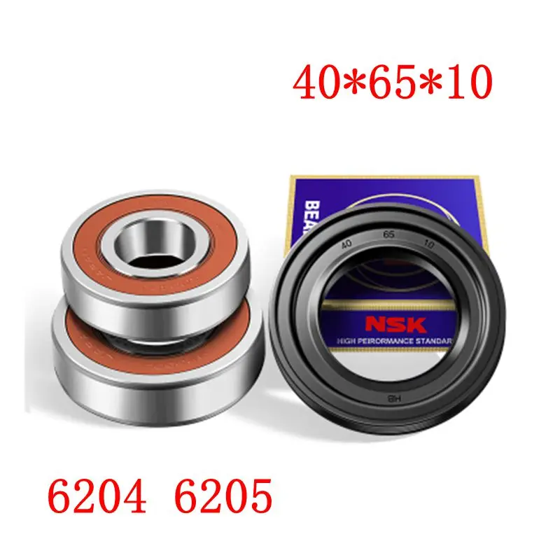 For Hisense Whirlpool drum washing machine Water seal（40*65*10）+bearings 2 PCs（6204 6205）Oil seal Sealing ring parts