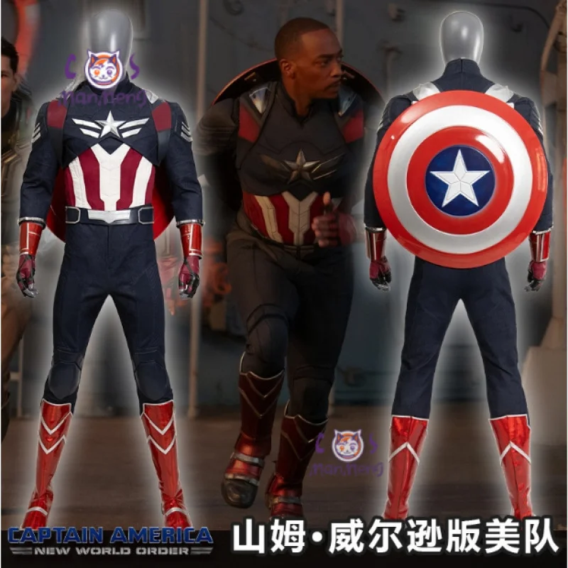 Superhero Captain 4 Sam Wilson cosplay Falcon costume shoes movie high quality bodysuit party Halloween combat men suit new set