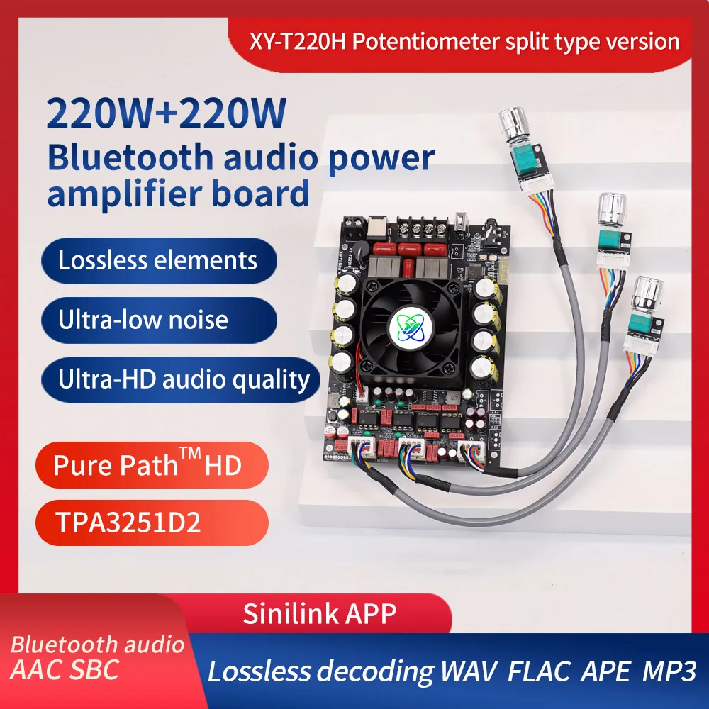 T220H-W fever grade lossless Bluetooth audio amplifier board module stereo high and low frequency adjustment TPA3251 220W * 2