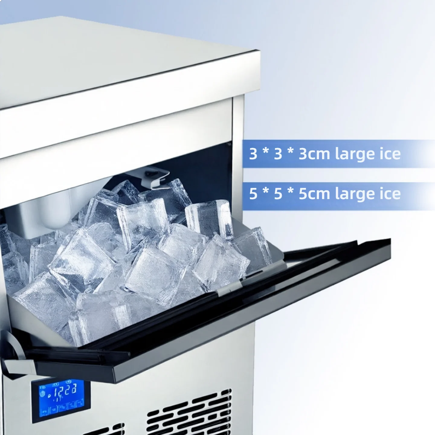 Commercial Square Ice Maker Stainless Steel Touchpad Control Countertop Air-Cooled 25kg Water Tank Capacity 50*50*50MM