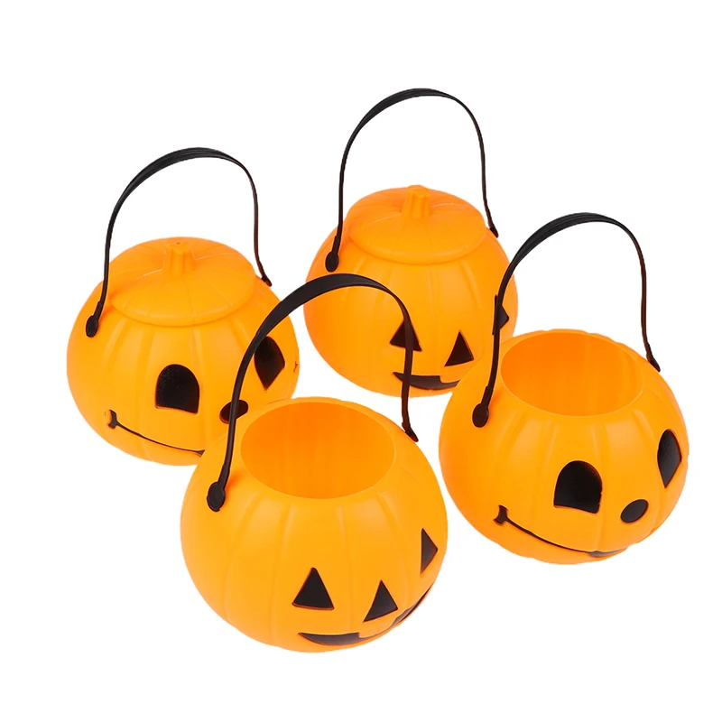 Plastic Lantern Pumpkin Bucket Halloween Candy Treat Trick Or Buckets Holder Pail Mini Kids Basket Cauldron image 6