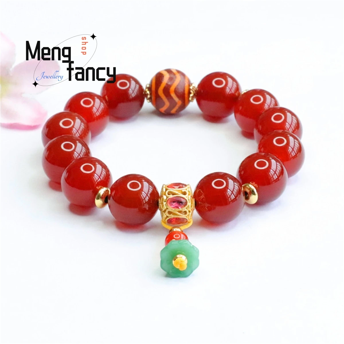 Natural Red Agate Chalcedony Lotus Seed Bead Tassel Bracelet Simple Generous Personality Versatile Fashion Woman Luxury Jewelry