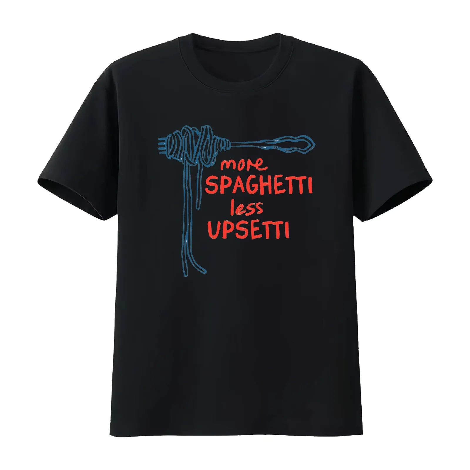 More Spaghetti Less Upsetti T-Shirt Summer Casual Cotton Tee Oversized Streetwear Tops Vintage Graphic Print 100% Cotton