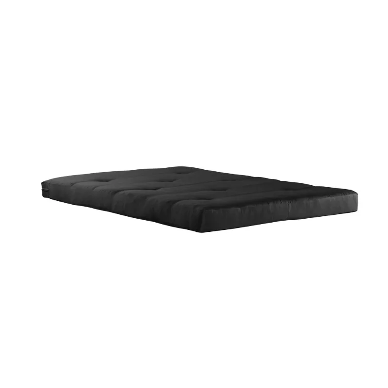 6 Inch Futon Mattress with Tufted Cover and Recycled Polyester Fill, Full, Black