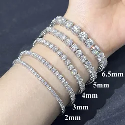 3/4/5MM Moissanite Tennis Bracelet 925 Sterling Silver Plated 18K White Gold Pass Diamond Test with GRA Bracelets for Women Men