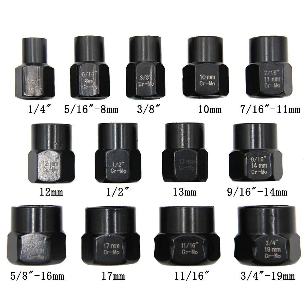 13pc Damaged Nut Extractor Bolt Screw Tire Slip Tooth Screw Hexagonal Dismantling Sleeve Extension Tool Set