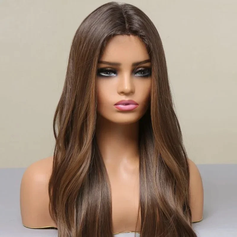 

Brown 180Density 5x5 Silk Base Brown Wave Jewish Human Hair Wig With Baby Hair HD Lace European Hair Preplucked Glueless Daily