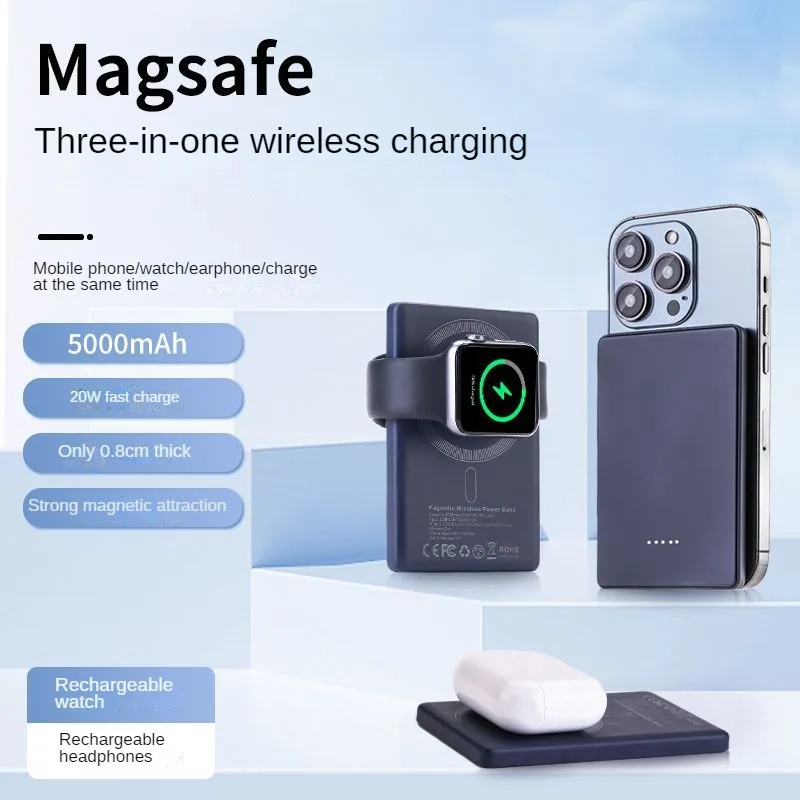 

MagSafe magnetic wireless charging treasure can charge watches, earphones and cell phone, PD20W, fast charging, Power Bank