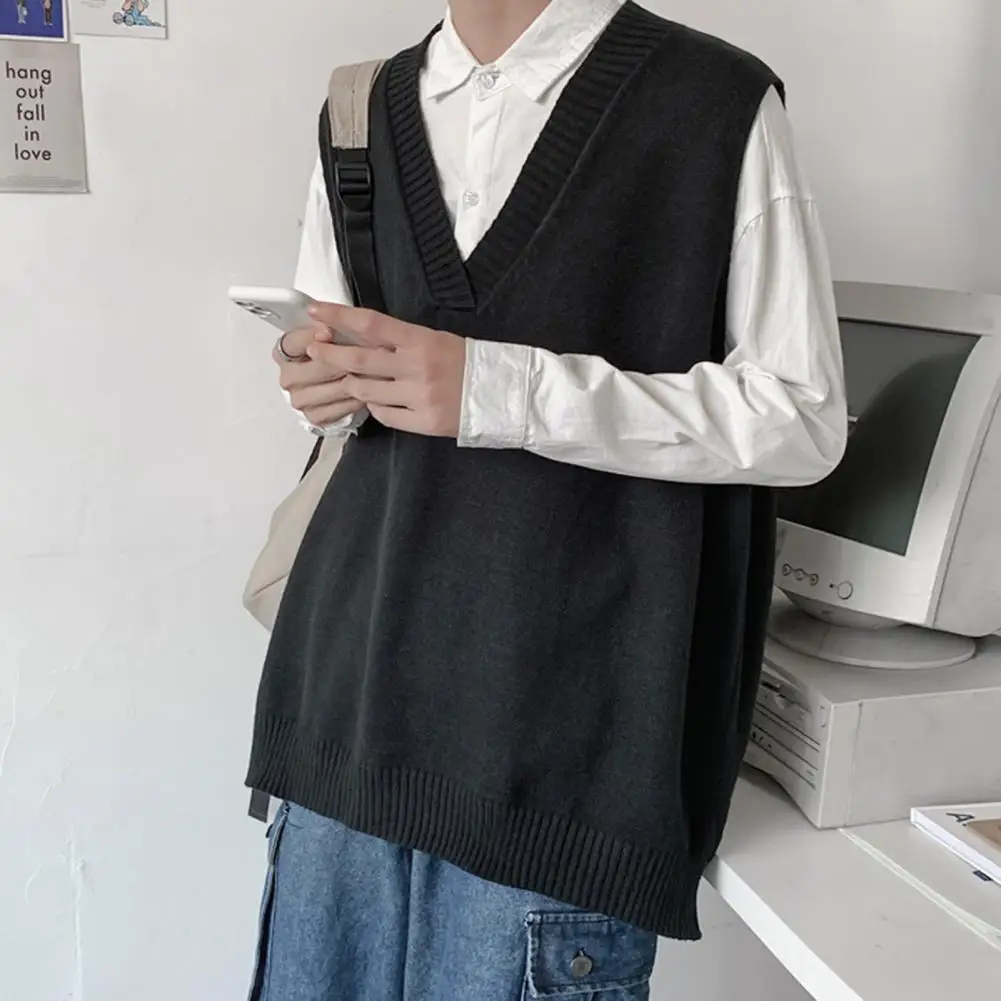 Sweater Vest Loose Casual Thermal Oversized Winter Sweater Vest Men Sweater Vest for Daily Wear