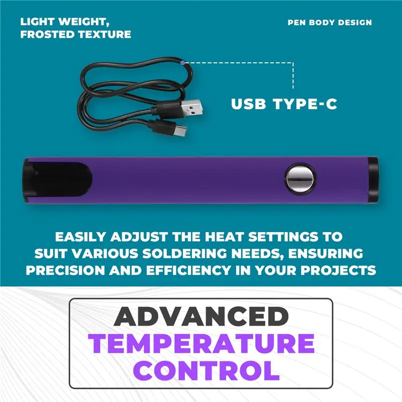 A02M-510 Thread Battery Cart Pen Headless Electric Soldering Iron With Adjustable Temperature Mini Soldering Iron Kit Violet
