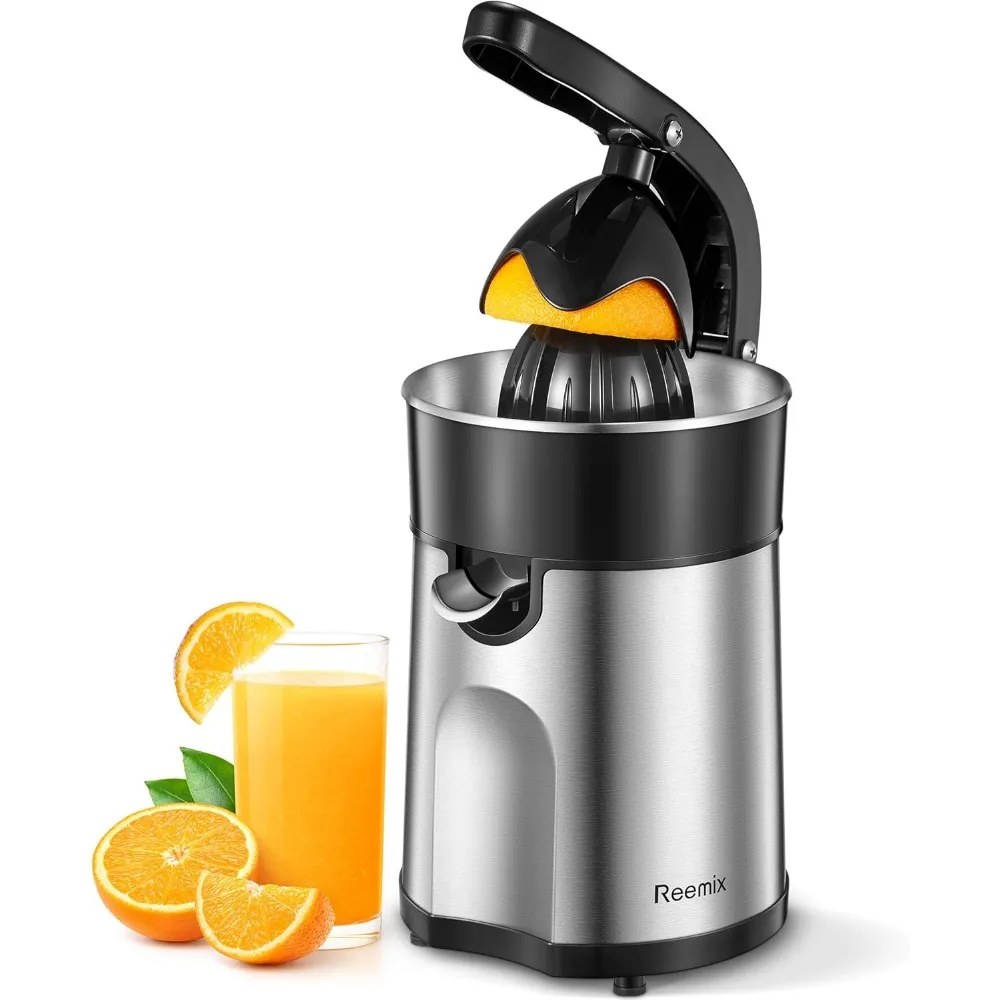 

Electric Citrus Juicer with Two Cones, Stainless Steel, Easy to Clean for Oranges, Lemons, Grapefruit