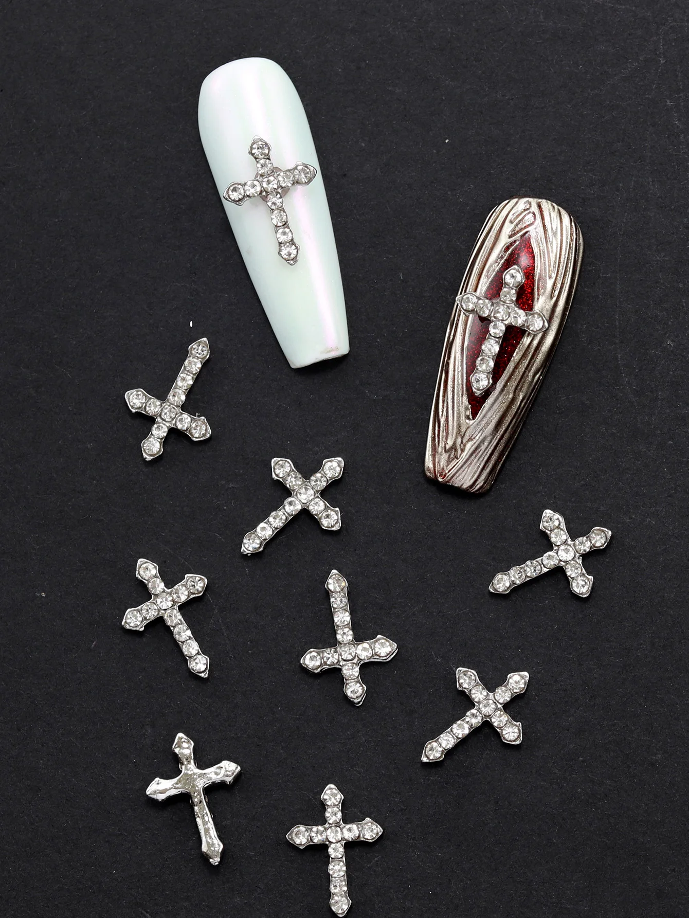 10pcs nail art decorations Y2K three-dimensional luxury exquisite cross nail jewels DIY nail decorations, special for nail salon