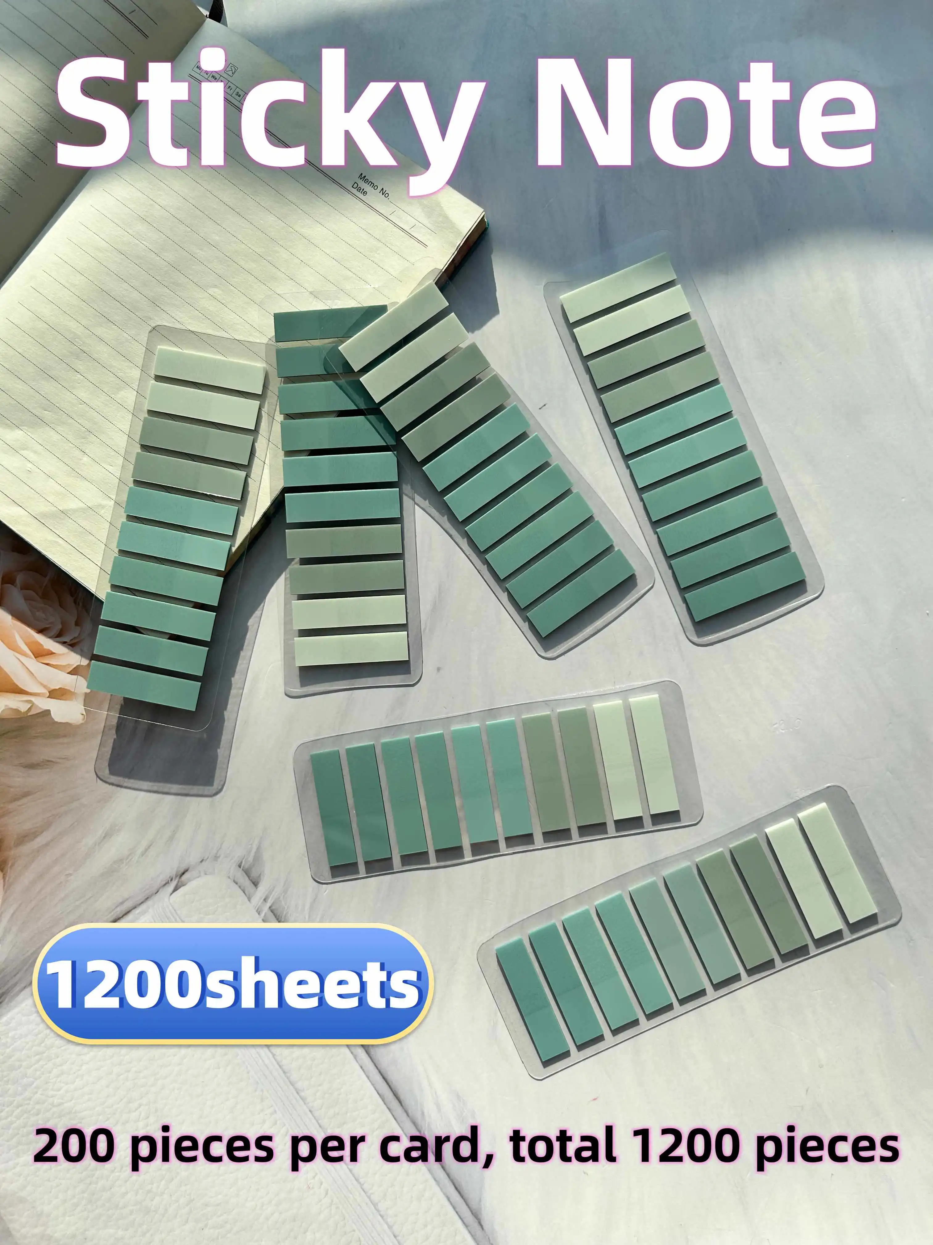1200 Sheets Color Stickers Transparent Fluorescent Index Tabs Flags Sticky Note Page Bookmark School Office Supplies Stationery