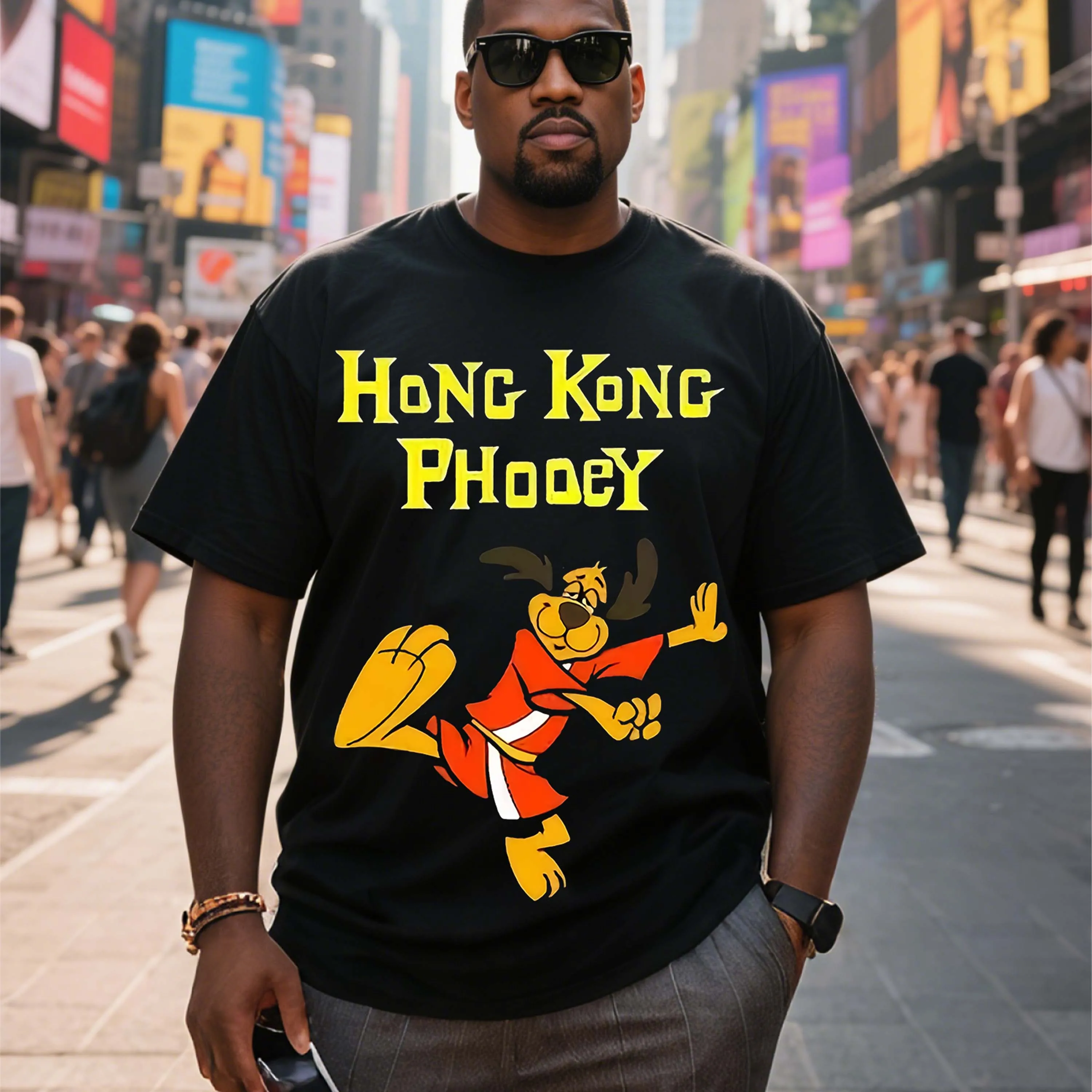 

Черная футболка с короткими рукавами и рисунком Гонконга Феои больших размеров, подходящая для летней одежды для отдыха на открытом воздухе