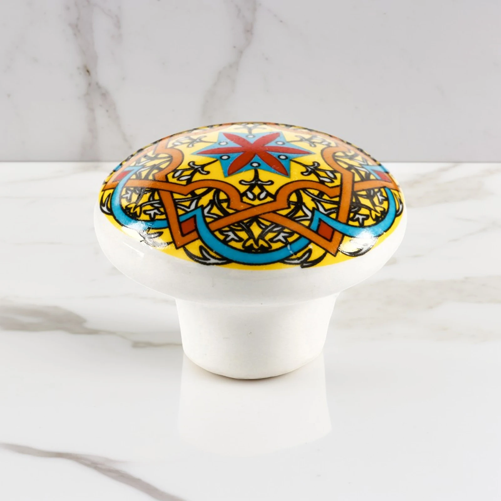 Easy-Install Cabinet Knob Bohemian Style for Kitchen Dresser, Ceramic Drawer Pulls Vintage Furniture Hardware Decor
