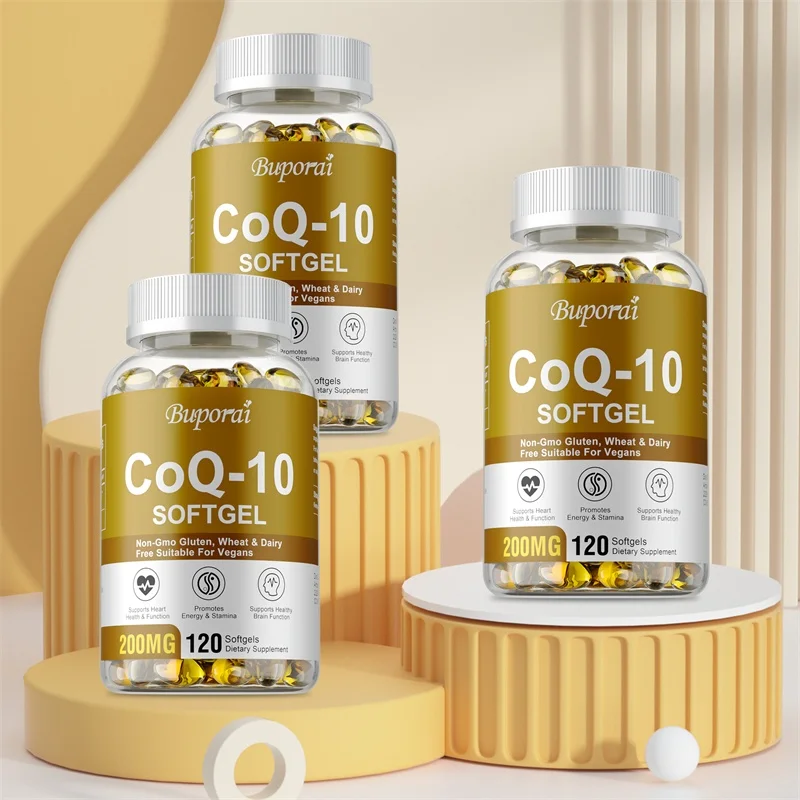 120Pcs CoQ10 Soft Capsules Coenzyme Q10 Heart Vascular Care Anti Fatigue Antioxidant Nutritional Supplement for Daily Use