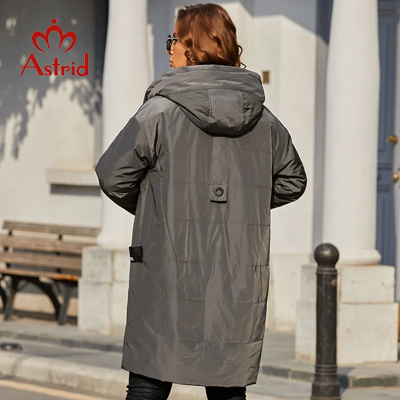 Astrid 2022 Mùa Xuân Nữ Parkas Plus Kích Thước Dài Rời Đệm Xuống Áo Khoác Có Mũ Áo Khoác Nữ Thời Trang Áo Khoác Ngoài Mền Chần Gòn AM-7561